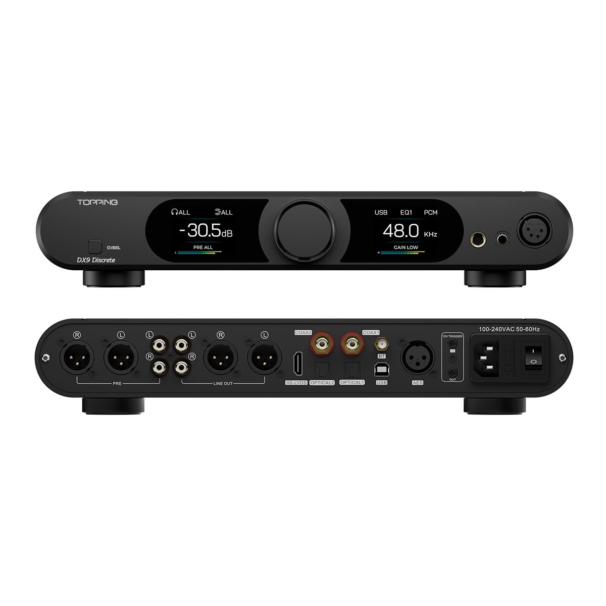 Discrete Fully Balanced DAC & Headphone Amplifier Combo 10000mW x 2 Amp with AK4118 XU-316 DSD512 32Bit/768kHz 16-Element PSRM Architecture Black