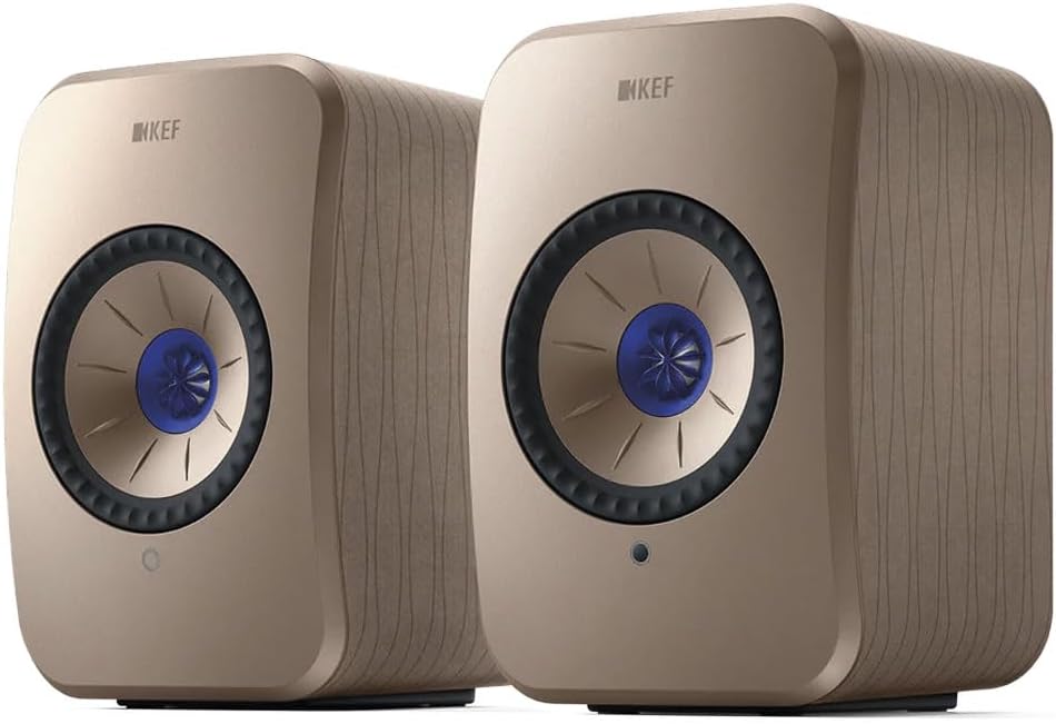 KEF LSX II Wireless HiFi Speaker System Soundwave Edition with LSX P1 Desk Pad Black Pair Large Zevon