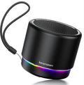 Portable Bluetooth 5.4 Speaker Mini Wireless Speaker with 12H Battery Life Noise Reduction Mic Metal Cover TWS Pairing & RGB Lights for Home Travel Outdoor Black