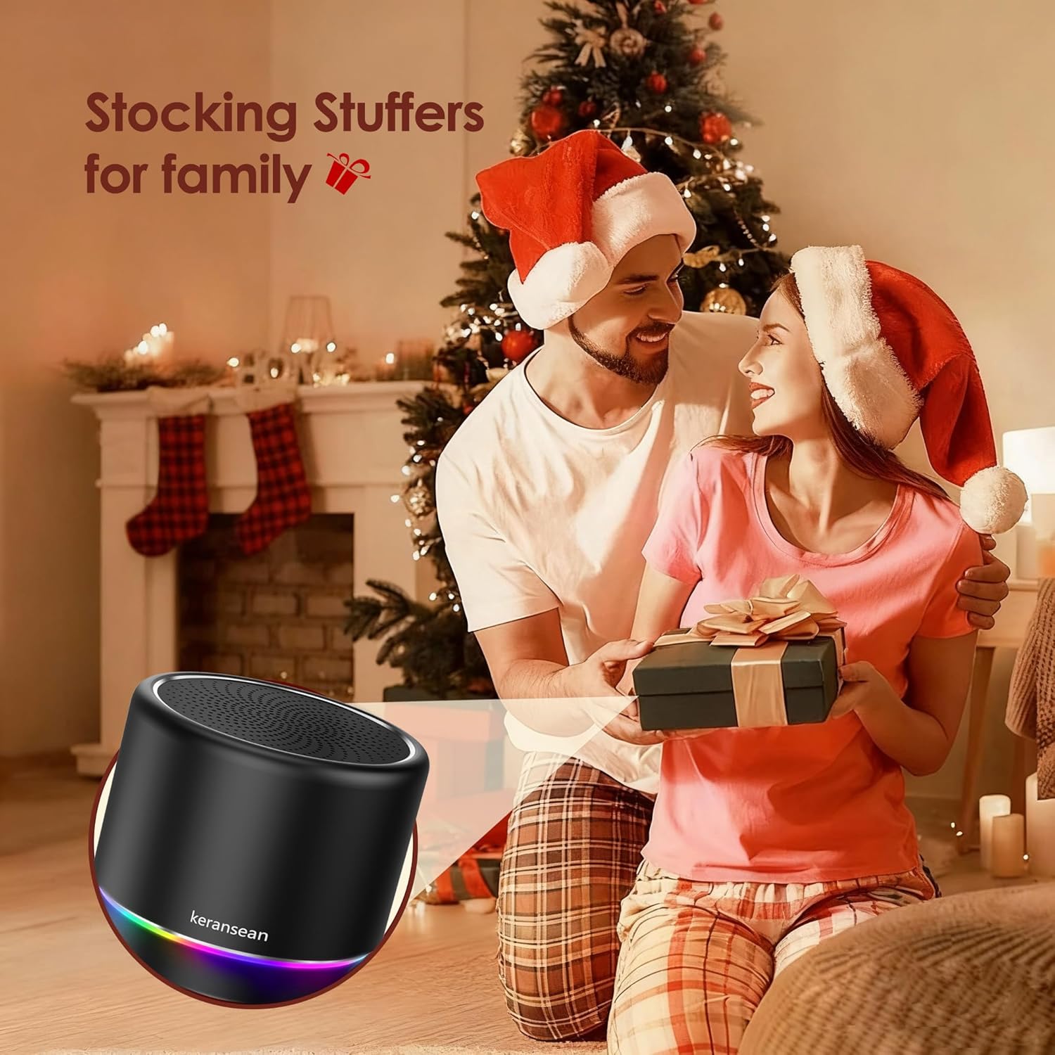 Portable Bluetooth 5.4 Speaker Mini Wireless Speaker with 12H Battery Life Noise Reduction Mic Metal Cover TWS Pairing & RGB Lights for Home Travel Outdoor Black